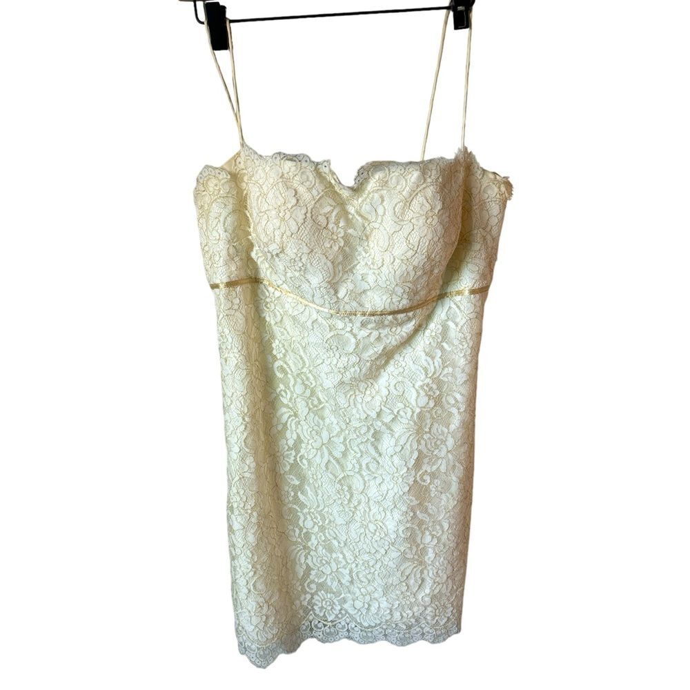 Jenny Yoo Collection Lace Mini Dress Ivory gold sz 12. Wedding Bridal Rush